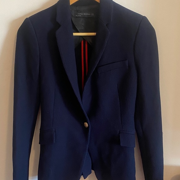 NWOT ZARA Woman Navy Blazer - Picture 6 of 12
